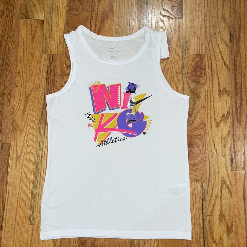 NEW White Men's Nike Dri-FIT Graphic Training Tank Top S SMALL